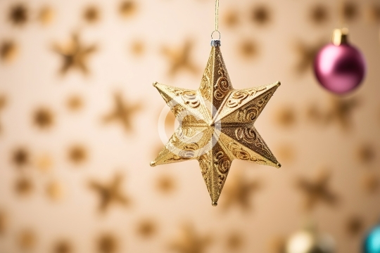 Gold star as a symbol of Christmas